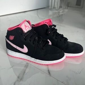 Air Jordan Black and Pink Sneakers